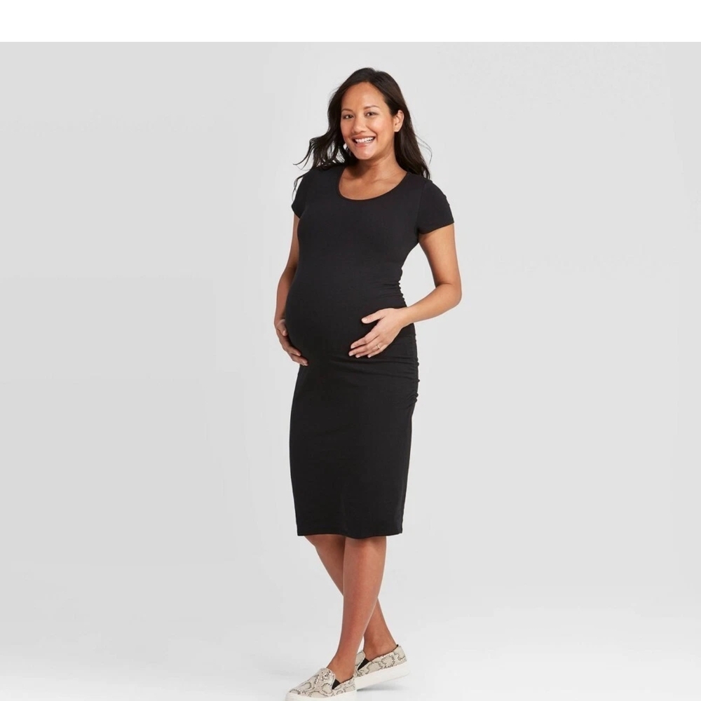 Isabel Maternity, Women's Short Sleeve T Shirt Maternity Dress, Black Small, NWT - Picture 7 of 9